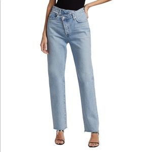 AGOLDE Criss Cross High-Rise Distressed Straight-Leg Jeans Size 26